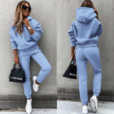 Women Winter Two Piece Set Tracksuit Solid Color Suit 2022 Autumn Trouser Suits Female Sweatshirt Solid Sports Hoodie Sportswear