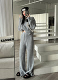 Lazy style knitted sweater trousers two-piece women's autumn and winter new Korean style fashion casual suit