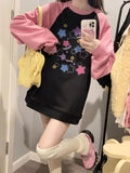 Getadme Y2K Aesthetic Star Print Hoodies Women Harajuku Kpop Casual Oversized Sweatshirts Streetwear Loose Pullover Tops E-girl