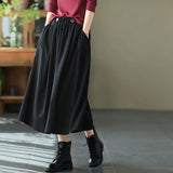 Retro Corduroy Skirts Long for Women Autumn Winter Fashion Korean Streetwear Harajuku Midi Japanese Style Skirt Elegant Woman