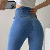 Getadme-Flared Jeans Women Skinny Denim Pants Bottom Straight High Waist Stretch Female Flare Trouser Fashion High Waisted Mom Jeans