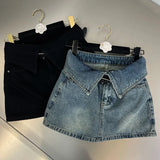 Getadme-Fashion High Waist Denim Mini Skirt Women's Summer New Fashion Button Zipper Slim Fit Korean Street  Casual A-line Skirt