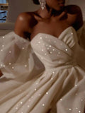 Getadme White/Ivory Split Wedding Dresses Luxury Shiny Sequins Vestidos De Novia Women Elegant Off The Shoulder Long Wedding Gowns 2023