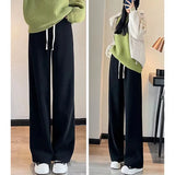 Lamb Fleece Thickened Cashmere Wide Leg Pants Women Winter High Waist Draping Loose Corduroy Casual Pants Baggy Pants