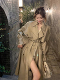 Long Trench Women Autumn Winter 2022 New Double Breasted Belted Loose Korean Jacket Office Lady Outerwear Female Fashion Coats