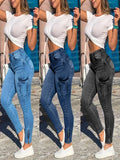 High waist Jean for Women 2023 Spring Summer Skinny Big size Black Pencil Jean Pant Casual Vintage Pocket Zipper Denim Trousers