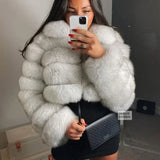 Getadme Real Fur Jacket  Women Winter Short Natural real Fox Fur Lady Zipper Fur Coat Female Warm Jacket  with Collar