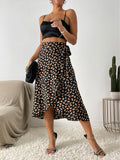 Getadme-Boho Women Casual Print Tie Side Wrap Skirt Elegant High Waist Female Summer Asymmetrical Knee Length A-Line Skirts