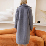 Getadme New Female Winter Plush Thick Warm Loose Women Faux Rabbit Fur Coat Loose Lapel Fur Coat