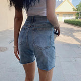 Women High Waist Wide Leg Denim Shorts Tassel 2023 Summer Fashion Streetwear Casual Solid Color Female Loose Stright Jeans