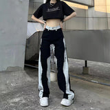 Getadme-Y2k Ins Jeans Women Summer Harajuku Streetwear High Waist Vintage Straight Wide Leg All Match Baggy Casual Pants Oversize