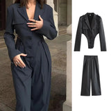 Getadme-Chic And Elegant Woman Lapel Blazer Pants 2-Piece Set New Style Outdoor Trend Blazer Casual Pants Fashion Suit