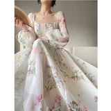 Getadme-elegant dress, tulle floral dress, beach fairy tale party, Korean summer 23 years carnival avant-garde attire