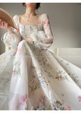 Getadme-elegant dress, tulle floral dress, beach fairy tale party, Korean summer 23 years carnival avant-garde attire