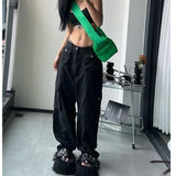 Getadme-Cargo pants for women High waist retro y2k street fashion casual loose couple wide leg pants straight trousers female pants