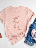 Watercolor Love Heart Sweet Fashion Short Sleeve Print T Shirt Tee Basic Clothing Summer Top Graphic T-shirt Women Clothes