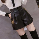 Getadme-Casual A-line Shorts Leather Leg Pants Women Clothing Women Pants Summer Shorts