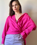 Boyfriend Shirts Women Oversized Cotton Basic Blouses Loose Chic Woman Blouse Vintage Purple Office Outfits Women Blouse Shirt