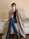 Women's Sweaters Polo Collar Long Coat 2023 Autumn Winter New In Korean Lazy High-end Gentle Soft Loose Knit Cardigan Coat