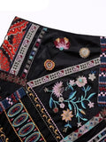 New Women Vintage Ethnic Cashew Nuts Floral Print  A Line Mini Skirt Faldas Mujer Female Chic Zipper Fly Vestidos QUN3157