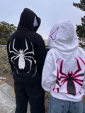 Getadme-Dark Spider Print Hoodie Pullover Sweatshirt High Street Retro Loose Hip Hop Punk Kpop Dance Winter Clothes Long Sleeve Tops 