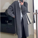 Korean Fashion Women Sweaters Long Sleeved Solid Single Breasted V-neck Solid Preppy Style Chic Knitted Cardigan Coats