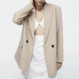 Getadme 2 Summer New Commuting Loose Leisure Fashion Suit Lapel Loose Double Breasted Blazer