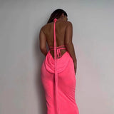 Getadme-Backless Maxi Dress Sexy Orange Spaghetti Strap Slim Dress For Women Long Club Party Beach Dress Summer Blue Outfits New