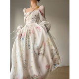 Getadme-elegant dress, tulle floral dress, beach fairy tale party, Korean summer 23 years carnival avant-garde attire