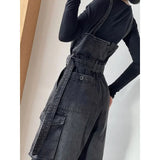 Getadme-Denim Jumpsuits Women High Waisted Cargo Trousers American Streetwear Teens Hipsters Pure Big Pockets Vintage Jean Wholesale