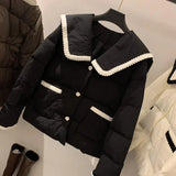 Getadme- Harajuku Korean Short Padded Jackets Women Lightweight Puffer Outerwear Streetwear Oversized Black Winter Quilted