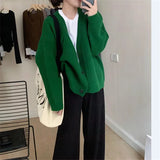 New Women's Sweaters Fashion Loose All-match Knitwear Coats 2023 Spring Autumn Korean Lazy Style V-neck Single-breasted Top