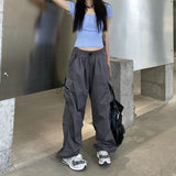 Getadme-Y2k Streetwear Cargo Pants Women Casual Vintage Baggy Wide Leg Straight Trousers Jogger Big Pockets Oversize Overalls Sweatpants