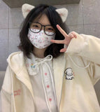 Women Harajuku Kawaii Hoodies Autumn New Casual Preppy Cartoon Zip Up Oversized Hoodie Female Fashion Long Sleeve Sweatshirts