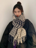 New 2023 Women Scarf Autumn Winter Vintage Houndstooth Scarve Pashmina Mujer Femme Foulard Bufanda Wrap Shawls Unisex Men Pareo