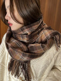 New Imitation Cashmere Women Scarf Winter Preppy Style Vintage Plaid Scarve Pashmina Mujer Foulard Blanket Wrap Shawl Pareo