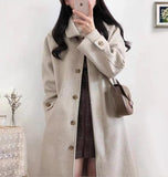 Getadme-Women‘s Coat Winter Korean Fashion Long Coated Thickened Woolen Winter Coat for Women Black Coat Harajuku