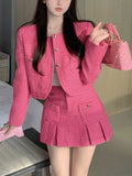 Getadme Elegant 2 Piece Dress Set Women Vintage Blazers Coats + Mini Skirts Y2k Clothing Jackets Korean Fashion Suits Autumn Chic