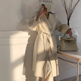 Double-Sided Cashmere Coat For Women In Autumn And Winter, High-End Large Lapel Design, Pure Hand Sewn Loose Coat