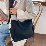 Ins Lazy Wind Canvas Big Bag, New Korean Version Of The Single Shoulder Crossbody Bag Female Simple Literary Solid Color