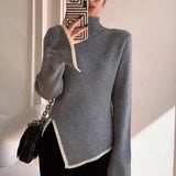 Getadme-Fashion Women Turtleneck Sweater Autumn Winter Solid Color Slim Underlay Long Sleeve Pullovers Office Ladies Clothing