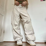 Getadme Women Y2K Cargo Pants Solid Low Waist Sweatpants Drawstring Wide Leg Baggy Trousers 2023 Summer Streetwear Punk Casual Tech Pant