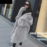 Winter Oversized Coats Hoodies Outwear Hooded Fluffy Coat Faux Fur Loose Coat Women Parka Long Warm Jacket