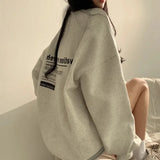 Getadme New Thick Warm Women Oversized Sweatshirt Cotton Fleece Letter Print Hoodies Tops O-Neck Autumn Winter Sweatshirt Pullovers