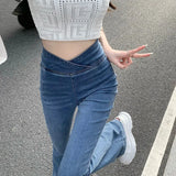 Getadme-Flared Jeans Women Skinny Denim Pants Bottom Straight High Waist Stretch Female Flare Trouser Fashion High Waisted Mom Jeans