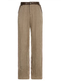 Getadme-y2k Twist Knitted Trousers Baggy Straight High Waisted Pants Women Retro Patched Button Joggers Khaki Harajuku Casual