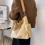 Ins Lazy Wind Canvas Big Bag, New Korean Version Of The Single Shoulder Crossbody Bag Female Simple Literary Solid Color