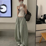 Harajuku Parachute Cargo Pants Women Kpop Oversized Korean Y2k Streetwear Patchwork Trousers Jogging Sweatpants Hippie