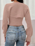 Shawl Style Strapless Knitted Two-piece Set for Autumn Winter Women's Sweater New Slim Fit Sexy Fashion Solid Color