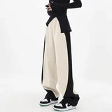 Getadme Patchwork Pants Loose Straight Pants Korean Fashion Women's Pants Casual Wide Leg Y2k Pants Vintage Sweatpants Women Clothing